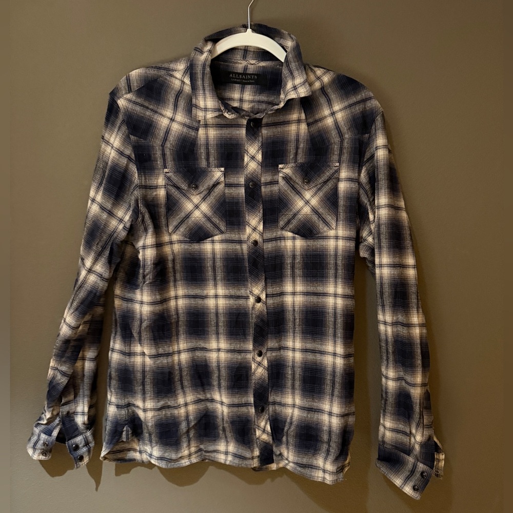 AllSaints | All Saints Western button snap shirt, Large